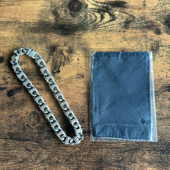 David Yurman Madison Chain Link Necklace w/ 18K Yellow Gold - 14mm - 16" - RARE - Picture 2 of 16